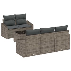vidaXL Sofa Set mit Kissen mit Speicher 6 pcs Grau Poly-Rattan