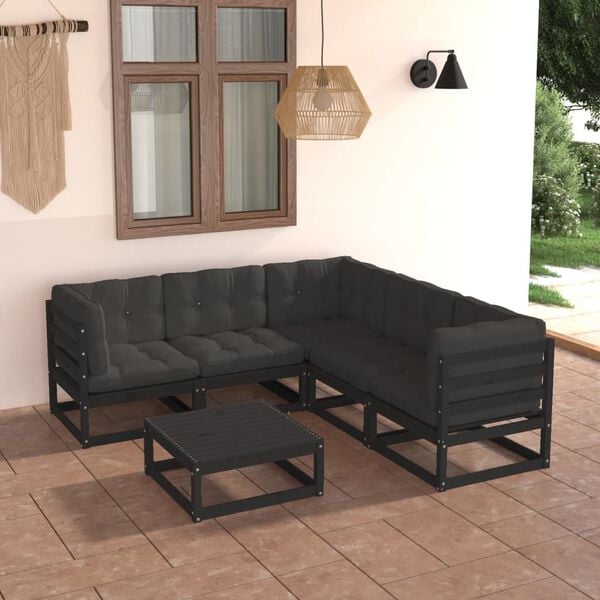 vidaXL 6-tlg. Garten-Lounge-Set mit Kissen Massivholz Kiefer