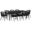 vidaXL Garten Essgruppe 9 pcs Schwarz Pulverbeschichteter Stahl