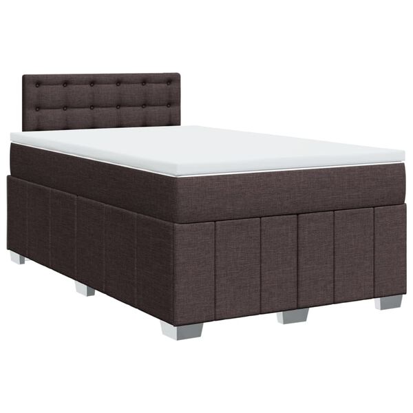 vidaXL Boxspringbett mit Matratze Dunkelbraun 120x190 cm Stoff