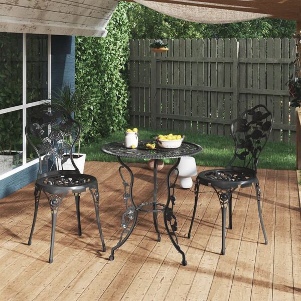 vidaXL 3-tlg. Bistro-Set Aluminiumguss Schwarz