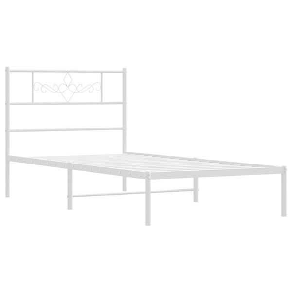 vidaXL Metallbett ohne Matratze mit Kopfteil Wei&szlig; 75x190 cm