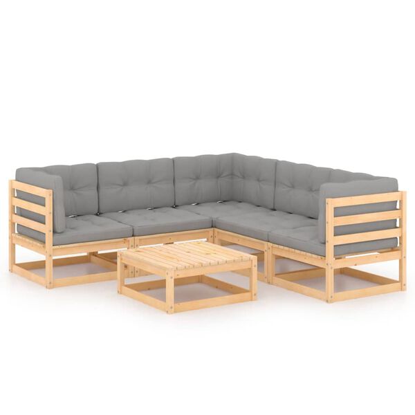vidaXL 6-tlg. Garten-Lounge-Set mit Kissen Massivholz Kiefer