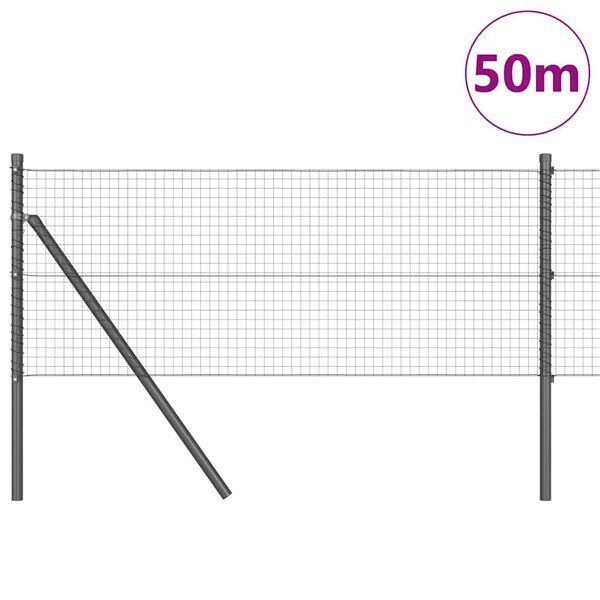 vidaXL Zaunpfosten Grau 50 x 0,5 m (25 x 25 mm Netz) Stahl und PVC