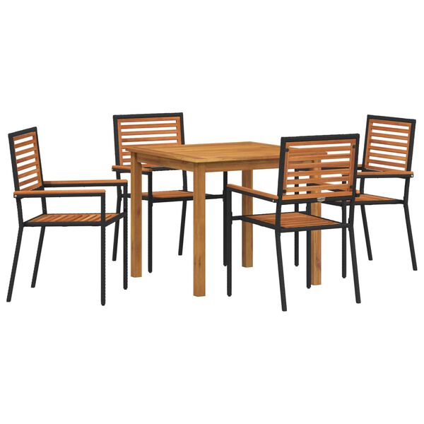 vidaXL Garten Essgruppe 5 pcs Schwarz Massivholz Akazie