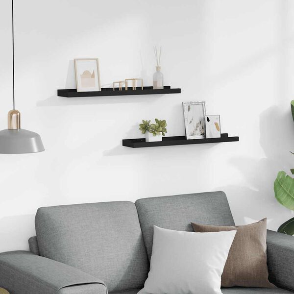 vidaXL Bilderleisten 2 Stk. Schwarz 60x9x3 cm MDF