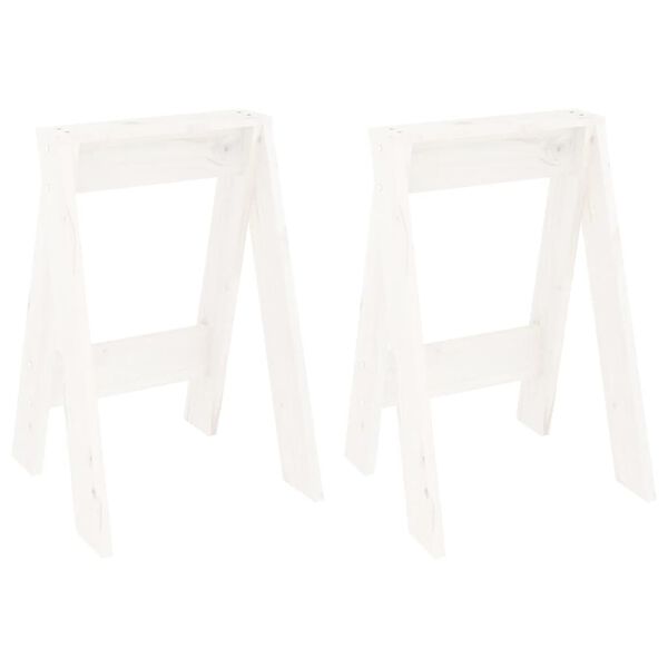 vidaXL Hocker 2 Stk. Weiß 40x40x60 cm Massivholz Kiefer