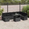 vidaXL Garten-Sofa-Set mit Kissen 9 pcs Schwarz Poly Rattan