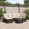 vidaXL Garten-Sofa-Set mit Kissen mit Speicher 7 pcs Braun Poly Rattan