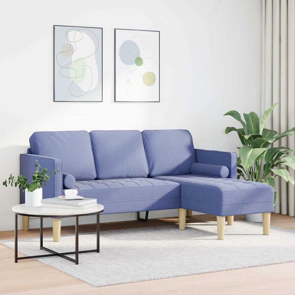 vidaXL Sofa Set mit Kissen Jeans blau 173 x 131 x 67 cm Polyester
