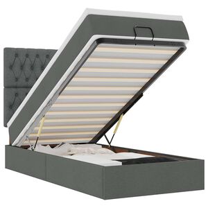 vidaXL Ottoman-Bett mit Matratze & LEDs Dunkelgrau 90x190 cm Stoff
