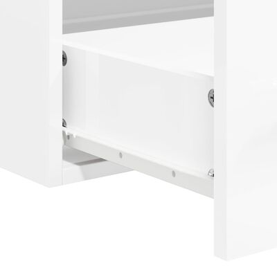 vidaXL Badschrank mit Spiegel Hochglanz-Weiß Holzwerkstoff