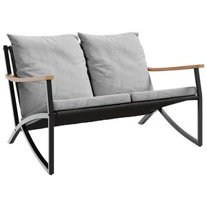 vidaXL Gartenbank mit Kissen 120 cm Schwarz Stahl