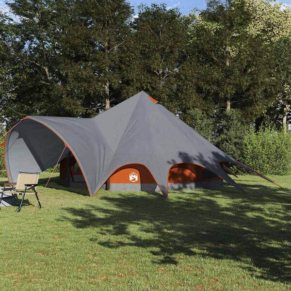 vidaXL Teepee Zelt f&uuml;r 9 Personen Grau und Orange 502 x 502 x 297 cm