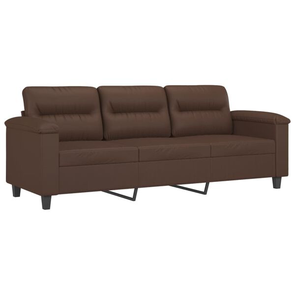 vidaXL 3-Sitzer-Sofa mit Hocker Braun 180 cm Kunstleder