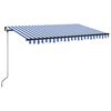 vidaXL Markise Manuell Einziehbar mit LED 400x350 cm Blau und Wei&szlig;