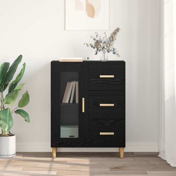 vidaXL Sideboard Schwarz Eichen-Optik 69,5 x 34 x 90 cm Holzwerkstoff