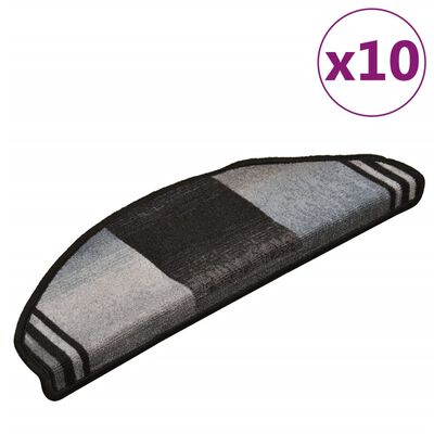 vidaXL Stufenmatten Selbstklebend 10 Stk 65x21x4 cm Schwarz Grau