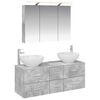 vidaXL Badezimmerm&ouml;bel-Set 4 stk. Betongrau Ingenieurholz und Glas