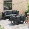 vidaXL Garten-Sofa-Set mit Kissen 6 pcs Schwarz Aluminium