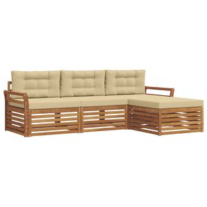 vidaXL Outdoor-Sofagarnitur Natur und Beige 254 x 162,5 x 73 cm