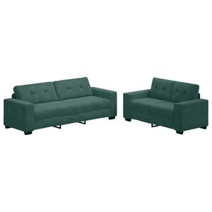 vidaXL 2-teiliges Sofa-Set mit Kissen, dunkelgr&uuml;ner Samt