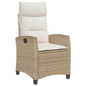vidaXL Gartensessel mit Beistelltisch Verstellbar Beige Poly Rattan