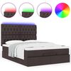 vidaXL Ottoman-Bett mit Matratze & LEDs Dunkelbraun 140x190 cm Stoff