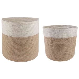 vidaXL Pflanztopfsatz 2 stk. Natur und Wei&szlig; &Oslash; 28 x 28 cm