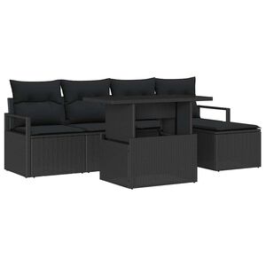 vidaXL Gartensofa-set 6 stk. Schwarz Poly-Rattan