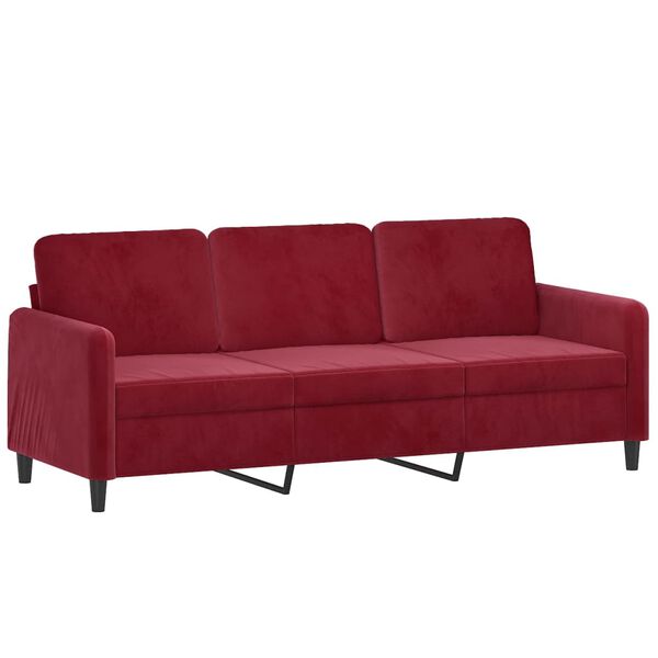 vidaXL 3-Sitzer-Sofa mit Kissen Weinrot 180 cm Samt