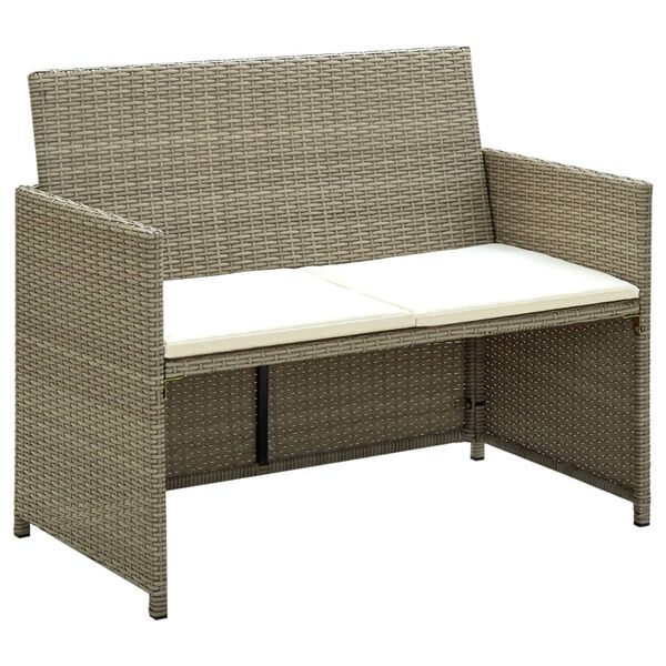 vidaXL 4-tlg. Garten-Lounge-Set mit Auflagen Beige Poly Rattan