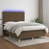 vidaXL Boxspringbett mit Matratze & LED Dunkelbraun 140x190 cm Stoff