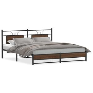 vidaXL Metallbett ohne Matratze Braun Eichen-Optik 183x213 cm