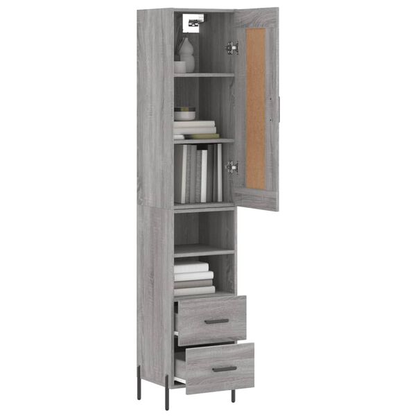 vidaXL Highboard Grau Sonoma 34,5x34x180 cm Holzwerkstoff