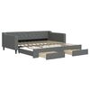 vidaXL Tagesbett Ausziehbar mit Schubladen Dunkelgrau 100x200 cm Stoff