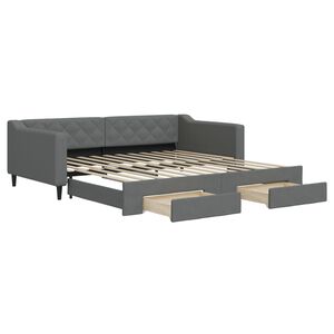 vidaXL Tagesbett Ausziehbar mit Schubladen Dunkelgrau 100x200 cm Stoff