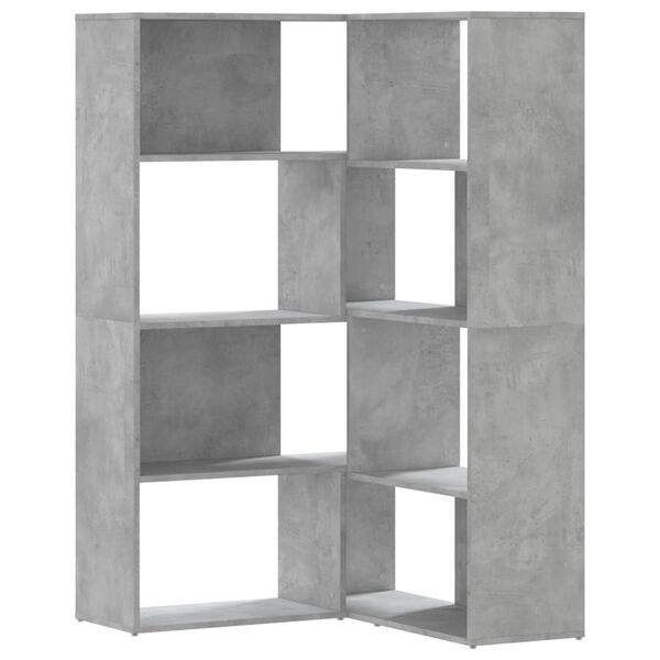 vidaXL Eck-Bücherregal 4 Böden Betongrau 85x85x140 cm Holzwerkstoff