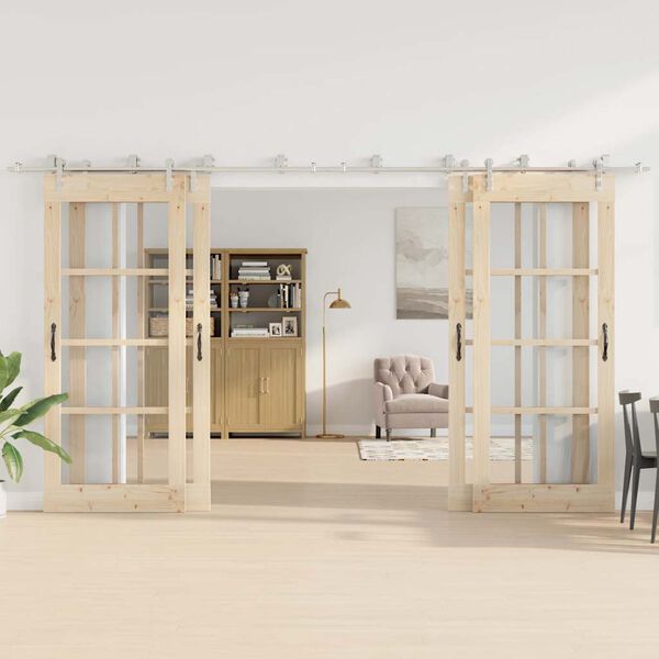 vidaXL Schiebetür-Beschlagsatz 400 cm Edelstahl Silbern