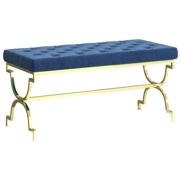 vidaXL Bank 99 cm Blau Samt und Edelstahl