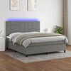 vidaXL Boxspringbett mit Matratze & LED Dunkelgrau 180x200 cm Stoff