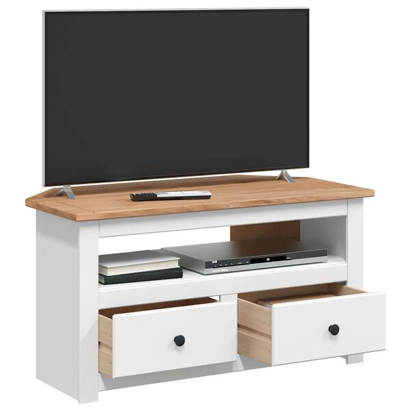 vidaXL TV-Eckschrank Wei&szlig; 93 x 49 x 49 cm Massivholz Panama-Kiefer