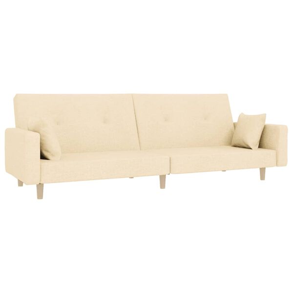 vidaXL Schlafsofa 2-Sitzer mit 2 Kissen Creme Stoff