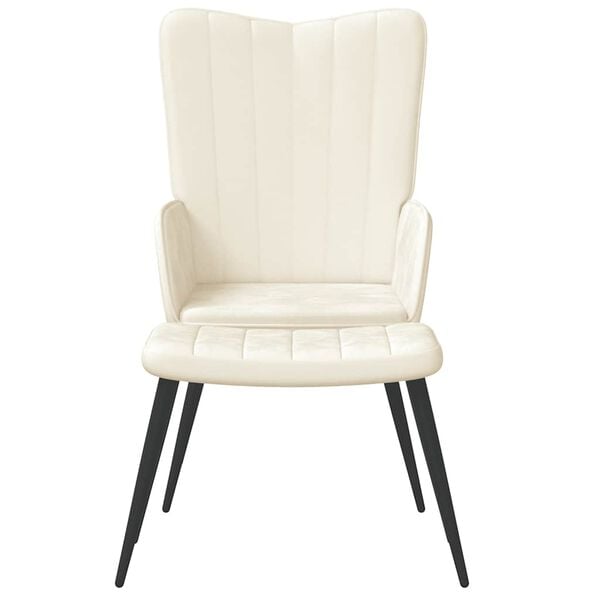 vidaXL Relaxsessel mit Hocker Cremewei&szlig; Samt