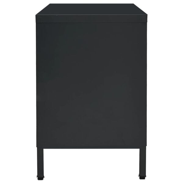vidaXL TV-Schrank Schwarz 105x35x52 cm Stahl und Glas