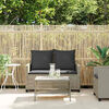 vidaXL Gartensofa 2-Sitzer mit Kissen & Tisch Hellgrau Poly Rattan
