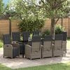 vidaXL Garten Essgruppe mit Kissen 9 pcs Grau Poly-Rattan