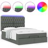 vidaXL Ottoman-Bett mit Matratze & LEDs Dunkelgrau 140x190 cm Stoff