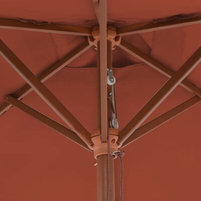 vidaXL Sonnenschirm mit Holzmast 150 x 200 cm Terrakotta