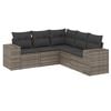 vidaXL 5-tlg. Garten-Sofagarnitur mit Kissen Grau Poly Rattan